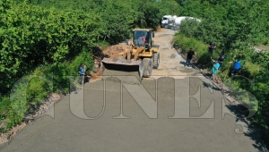 B�y�k�ehirden an�nda m�dahale.. Heyelan sebebiyle kapanan yola alternatif olarak a��lan g�zergah beton konforuna kavu�tu