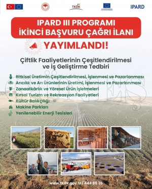 TARIM VE KIRSAL KALKINMAYI DESTEKLEME KURUMU (TKDK) ORDU L KOORDNATRL, IPARD III PROGRAMI KNC BAVURU ARI LANINA IKTI