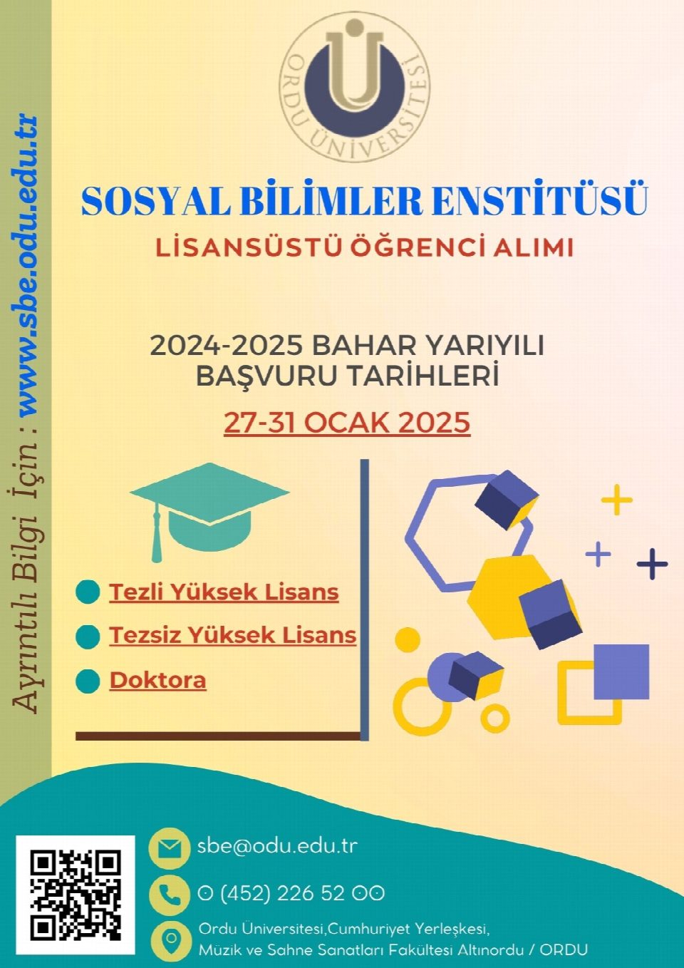 R03;ODÜ Sosyal Bilimler Enstitüsü Yüksek Lisans ve Doktora Başvuruları Başlıyor
