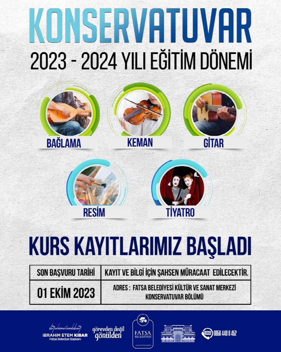 Fatsa Belediyesi konservatuvar eğitimleriM5; başlıyor