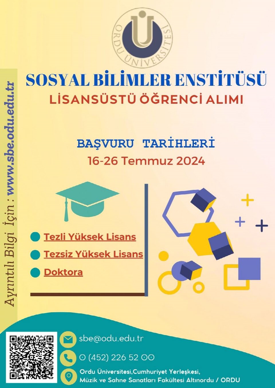 ODÜ Sosyal bilimler enstitüsü lisansüstü eğitim başvuruları başladı
