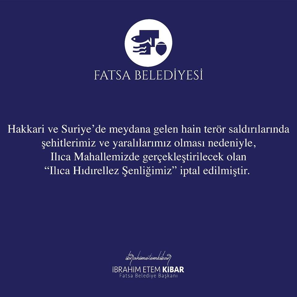 Şehitlerimiz Nedeniyle Hıdırellez Şenlikleri İptal Edildi