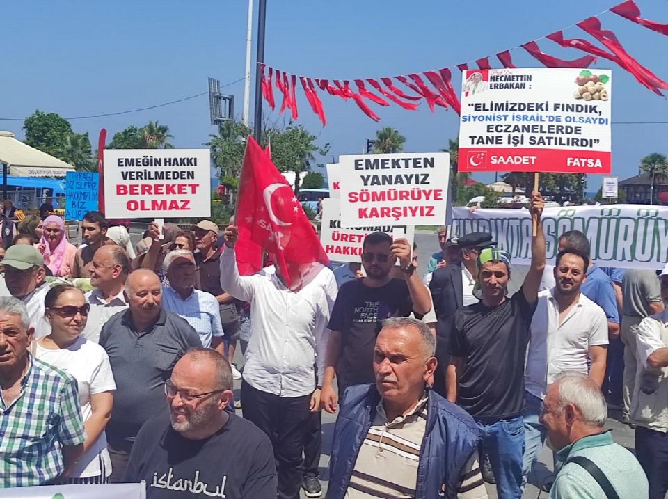 Fatsa’da fındık yürüyüşünde üreticilerden ortak çağrı