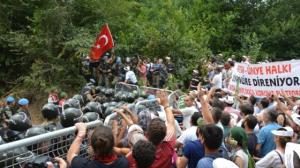 çevreci eyleminde arbede